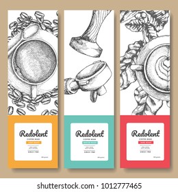 Sketch drawing art for coffee packaging label.Use by Pen ink.Vector and illustration.