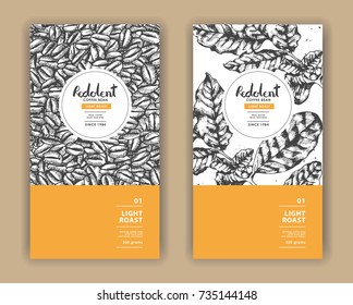Sketch drawing art for coffee packaging label with yellow color.Use by Pen ink.Vector and illustration.