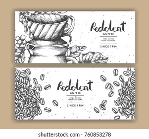 
Sketch drawing art for coffee packaging label.Use by Pen ink.Vector and illustration.