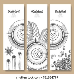 Sketch drawing art for coffee packaging label.Use by Pen ink.Vector and illustration.
