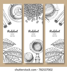 Sketch drawing art for coffee packaging label.Use by Pen ink.Vector and illustration.