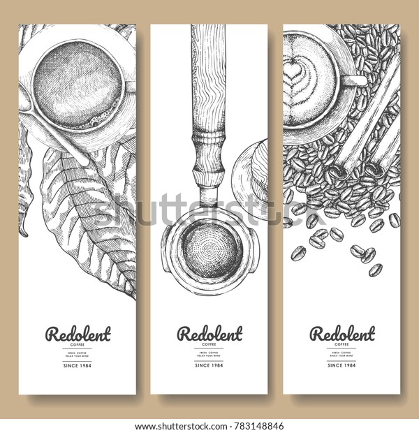Sketch drawing art for coffee packaging label.Use by Pen ink.Vector and ...