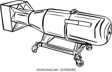 Sketch Drawing Of Atom Bomb, Silhouette Of Atom Bomb, Bomb Vector