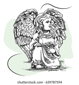 Sketch drawing of a baby angel.