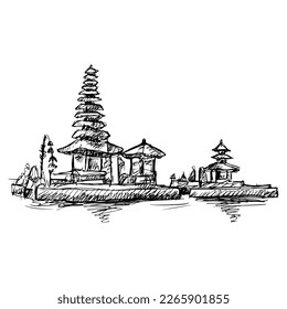  Sketch drawing of Bali temple