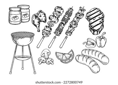 sketch drawing for barbecue food