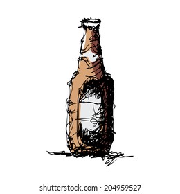 sketch drawing of a beer bottle 