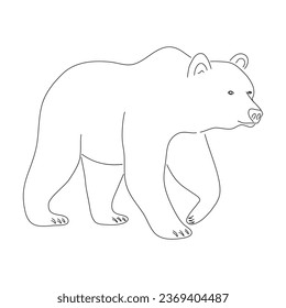 Sketch drawing of a Brown bear isolated on a white background. Vector editable stroke.