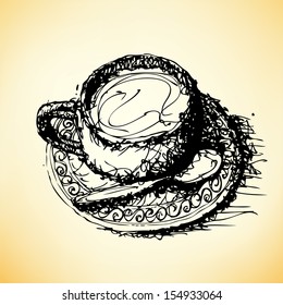 sketch drawing of coffee vector 