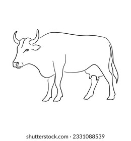 Sketch drawing of a Cow isolated on a white background. Vector illustration. 