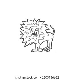 sketch drawing doodle icon of lion screams, vector illustration
