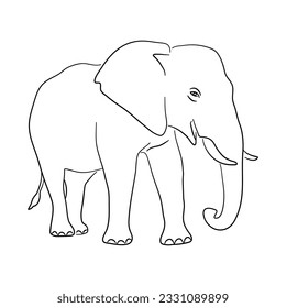 Sketch drawing of a Elephant isolated on a white background. Vector illustration. 