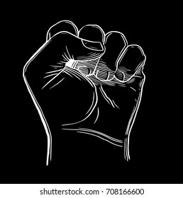 Sketch drawing fist hand gesture Hand drawn sketch .Vector illustration. Izolirovannoi isolated on a background.