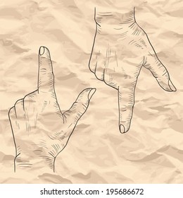 sketch drawing hand,  vector illustration