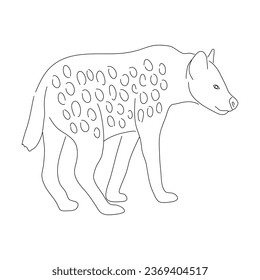 Sketch drawing of a Hyena isolated on a white background. Vector editable stroke.