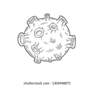 sketch drawing icon of moon satellite of Earth with craters, vector illustration