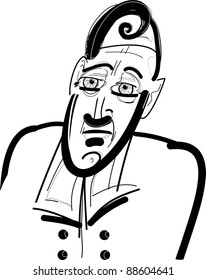 sketch drawing illustration of fancy eccentric Man