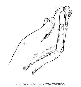 Sketch drawing Islamic praying hands
