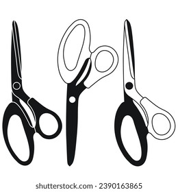 Sketch drawing of metal scissors silhouette