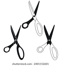 Sketch drawing of metal scissors silhouette