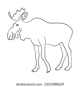 Sketch drawing of a Moose isolated on a white background. Vector illustration. 
