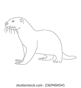 Sketch drawing of a Otter isolated on a white background. Vector editable stroke.