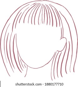 Sketch drawing of a silhouette of a girl with a bob haircut.