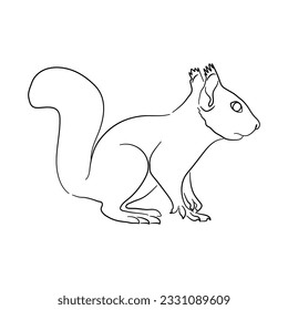 Sketch drawing of a Squirrel isolated on a white background. Vector illustration. 