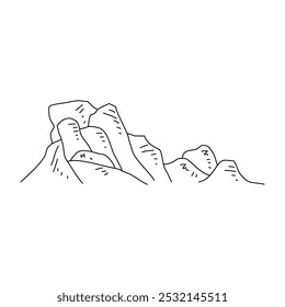 Sketch drawing of Stone hill vector illustration. Stone hill landscape design in simple sketch style vector concept. Landscape themes vector design for education purpose and asset design illustration.