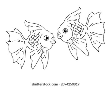 dibujo de dos peces lindos que están bromeando. Adecuado para actividades de dibujo para niños