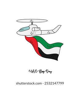 Sketch drawing of UAE Flag Day celebration vector illustration. UAE Flag Day in simple linear concept vector design. UAE National day celebration themes design vector in November. Design for asset.