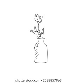 Skizze der Vase der Blume, Vektorgrafik. Blumenmotive gestalten ein einfaches Vektorkonzept im Skizzenstil. Pflanzenthemen Design für Bildung, Hobbys und Business-Präsentation Zweck.