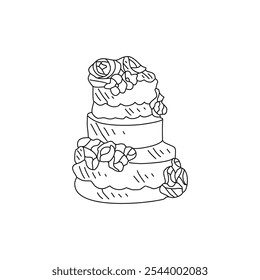 Sketch drawing of wedding cake vector illustration. Wedding party symbol illustration simple sketch style vector concept.  Wedding cake design for your promotions and suitable for your asset design.