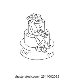 Sketch drawing of wedding cake vector illustration. Wedding party symbol illustration simple sketch style vector concept.  Wedding cake design for your promotions and suitable for your asset design.