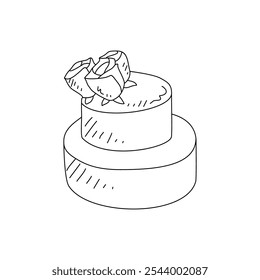 Sketch drawing of wedding cake vector illustration. Wedding party symbol illustration simple sketch style vector concept.  Wedding cake design for your promotions and suitable for your asset design.