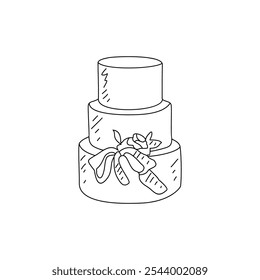 Sketch drawing of wedding cake vector illustration. Wedding party symbol illustration simple sketch style vector concept.  Wedding cake design for your promotions and suitable for your asset design.