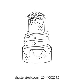 Sketch drawing of wedding cake vector illustration. Wedding party symbol illustration simple sketch style vector concept.  Wedding cake design for your promotions and suitable for your asset design.