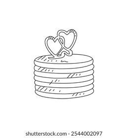 Sketch drawing of wedding cake vector illustration. Wedding party symbol illustration simple sketch style vector concept.  Wedding cake design for your promotions and suitable for your asset design.