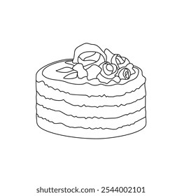 Sketch drawing of wedding cake vector illustration. Wedding party symbol illustration simple sketch style vector concept.  Wedding cake design for your promotions and suitable for your asset design.