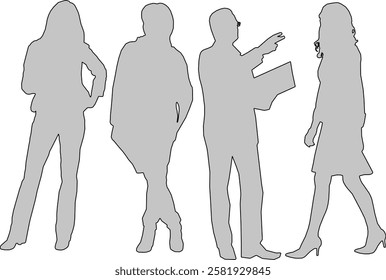 sketch drawings of people's activities with various activities to complete the design