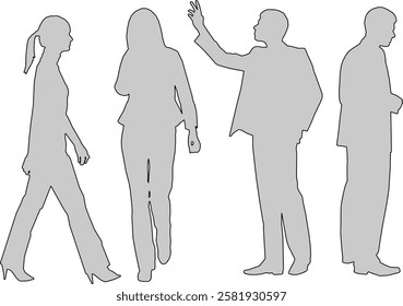 sketch drawings of people's activities with various activities to complete the design