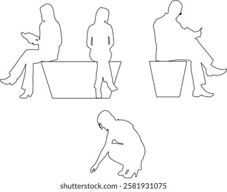 sketch drawings of people's activities with various activities to complete the design