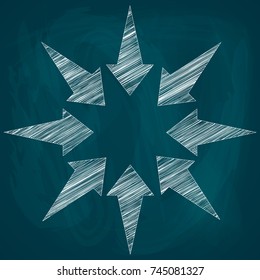 Sketch of drawn curly arrows pointing towards the center of the picture, vector illustration