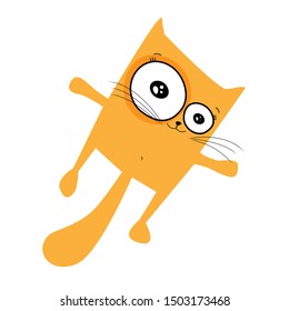 sketch drawn in vector of a ginger flying happy cat