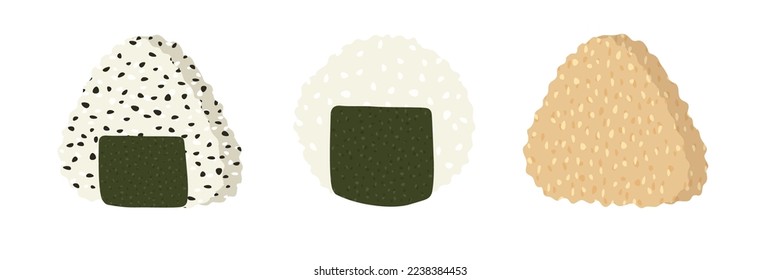 Esbozar la ilustración de conjunto de vector dibujado del rollo de sushi aislado en fondo blanco. Platos tradicionales japoneses: onigiri, nigiri, temaki, maki, gunkan. Cartel, cartel, página de menú, volante, cartel.