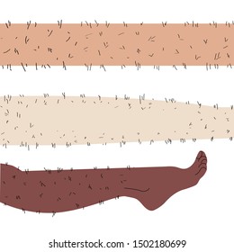 Sketch Drawn In Vector: Woman Removes Hair From Hairy Legs On An Isolated Background