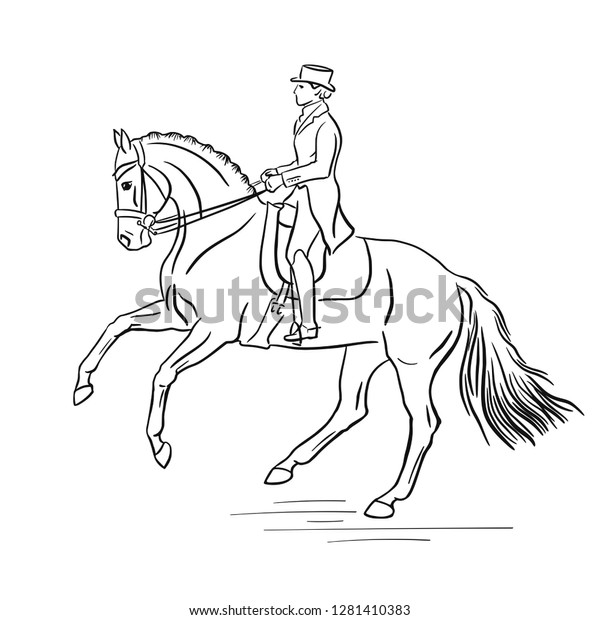 Sketch Dressage Rider On Horse Competition Stock Vector (Royalty Free ...