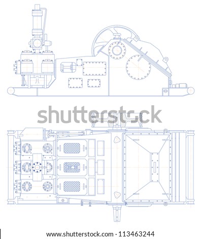 Sketch. Drilling triplex pump. EPS 10
