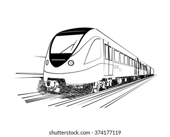 Sketch of Dubai metro. Vector