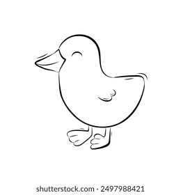 Sketch duckling. Simple vector illustration in doodle style